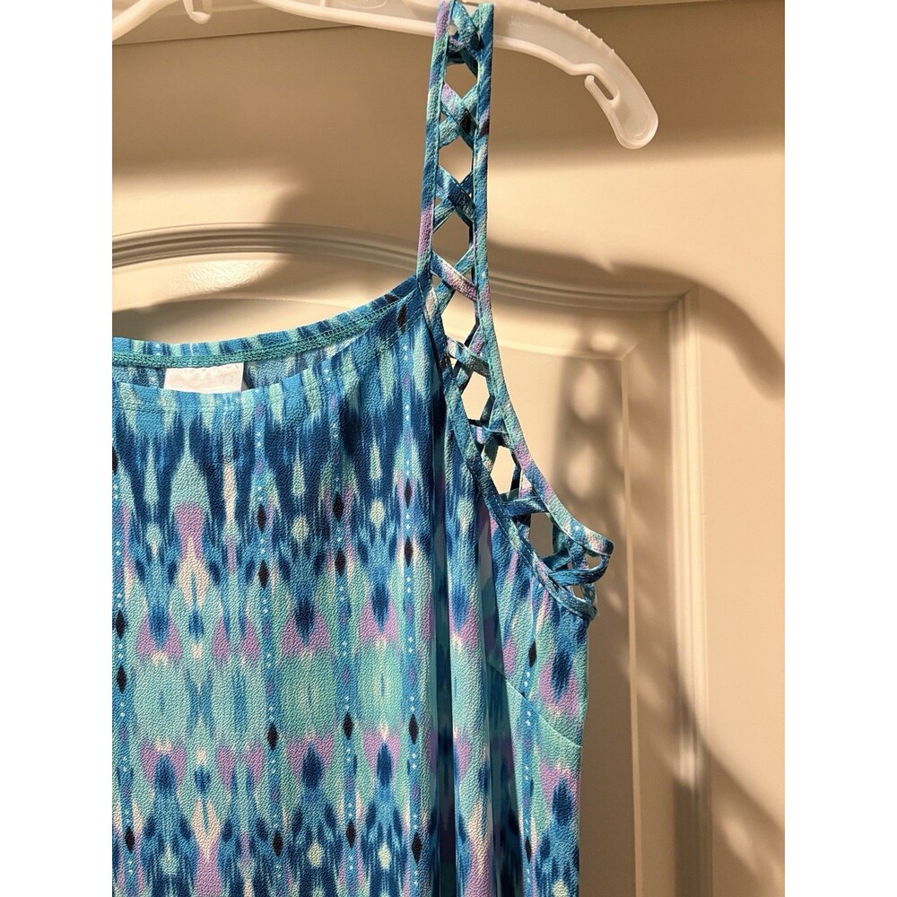 Women's Dotti Dress Size 10 Blue Tie Die Vibe Sleeveless Summer Vintage 90s Boho - Picture 6 of 14